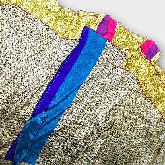 Ganesh Himalaya Womens Wrap Skirt One Size Adjustable Butter Yellow Silk Reverse - Picture 4 of 15